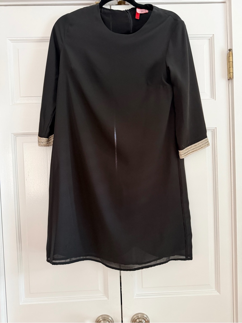 Saks Fifth Avenue Black Label Black Mini Dress with Gold Trim